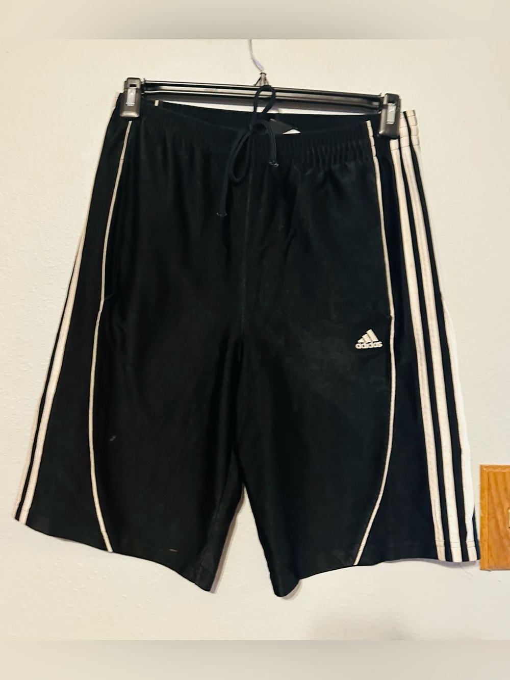 Adidas Men’s size SMALL adidas Black Athletic Shorts w/ White stripes casual